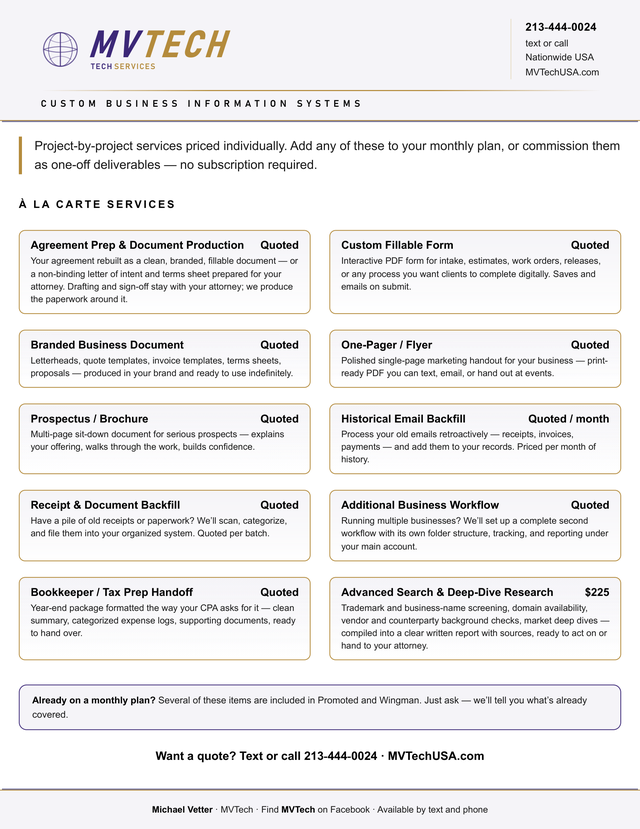 Service menu